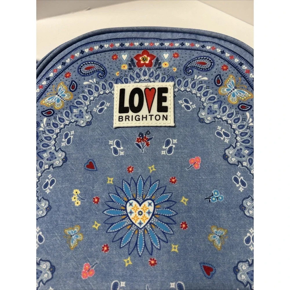 Brighton Mini Backpack Bandana Love Paisley Blue/Red Zip Top Handle Heart